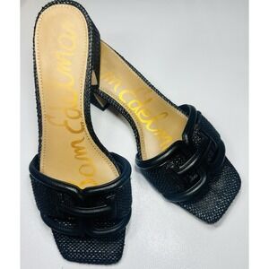 Sam Edelman Waylon Slide Sandles WomenSandals Size 7.5 Black Woven Block Heel